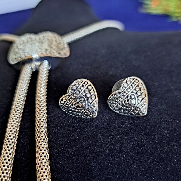 NEW WOMEN'S LARIAT NECKLACE AND EARRINGS SET SILVER PLATED WITH SLIDER - Picture 6 of 7